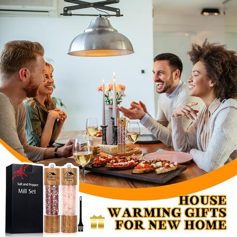 هدية الترحيب بالمنزل الجديد مكونة من قطعتين لمالك المنزل الجديد مجموعة مطحنة ملح وفلفل خشبية مع قلب سيراميك قابل للتعديل، هدايا الترحيب بالمنزل الجديد، 8 بوصات in Kuwait