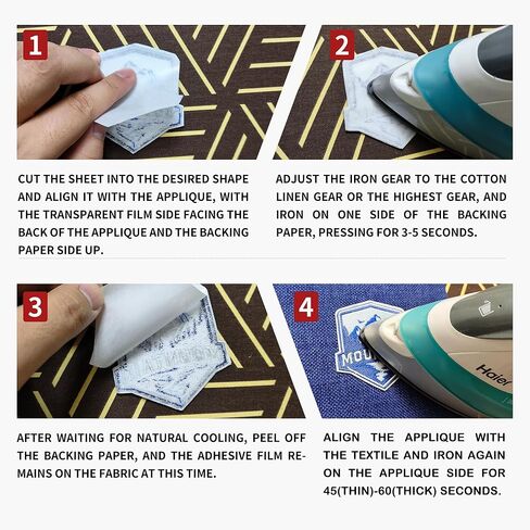 KEPAIBOS مكواة مزدوجة الجوانب على صفائح لاصقة مع دعم سهل الحديد الدائم قابل للانصهار نسيج غراء مقاس A4 مقاس 20 قطعة (خفيف الوزن M) in Kuwait