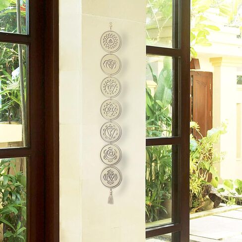 Putdigei 5.9" 7 Chakra Decor Set, Wood Meditation Hanging Decorative, Sacred Geometry Wall Art, Yoga Wooden Grid Art Symbol for Bedroom, Home, Apartment, Living Room, Spiritual Gifts in Saudi Arabia