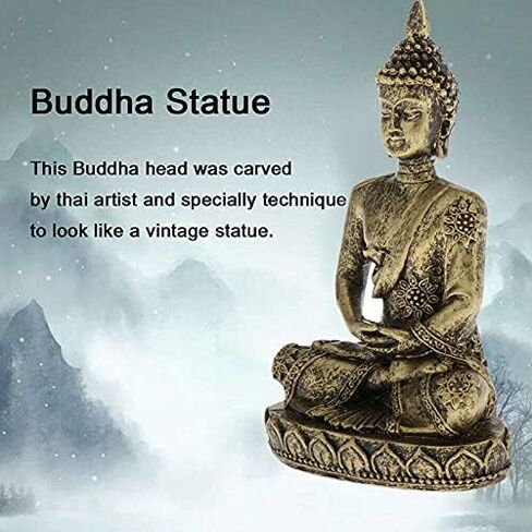1Pcs Small Thai Buddha Statue Figurine Sandstone Buddhist Home Decor Bronze in Saudi Arabia