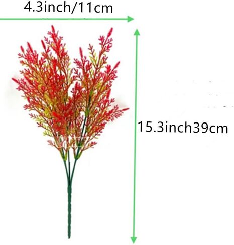 8PCS Artificial Pine Branches Fake Cedar Plants Faux Pinetree Stems, Artificial Outdoor Flowers, Greenery Shrubs for Indoor Outdoor Home Decor for Holiday Season (Red) in Saudi Arabia