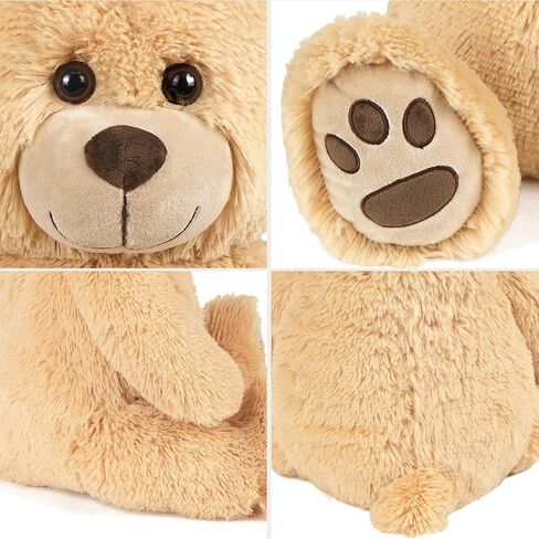 LotFancy Teddy Bear Stuffed Animals, 20 inch Soft Cuddly Stuffed Plush Bear, Cute Stuffed Animals Toy with Footprints, Gifts for Kids Toddlers on Baby Shower, Christmas Valentine's Day, Light Brown in Saudi Arabia