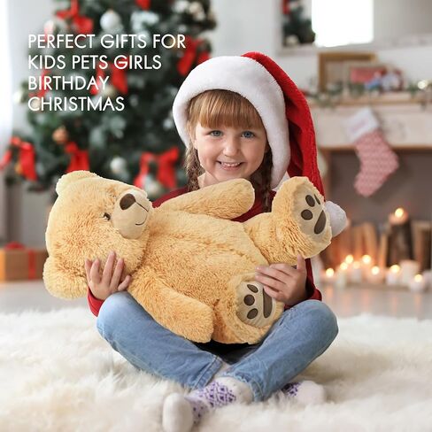 LotFancy Teddy Bear Stuffed Animals, 20 inch Soft Cuddly Stuffed Plush Bear, Cute Stuffed Animals Toy with Footprints, Gifts for Kids Toddlers on Baby Shower, Christmas Valentine's Day, Light Brown in Saudi Arabia