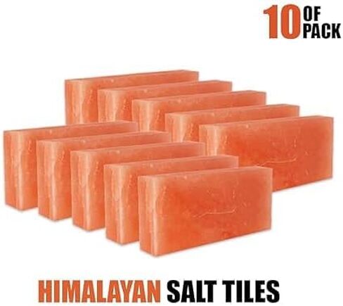 Himalayan Pink Salt Tiles 8"x4"x1" for Spa, Sauna - Salt bricks for Salt Wall, Pack of 10 Salt Blocks of 2.5 lbs for Home Decor and Diye Improvement in Saudi Arabia