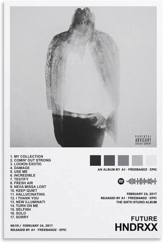 MEETJE Future - ملصقات قماشية بغلاف الألبوم HNDRXX للغرفة كهدية جمالية بدون إطار: 16 × 24 بوصة (40 × 60 سم) in Kuwait