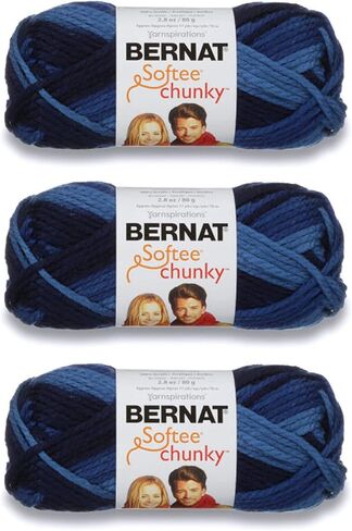Bernat Softee Chunky Yarn Super Bulky #6, Denim Ombre, 3 Skeins in Saudi Arabia