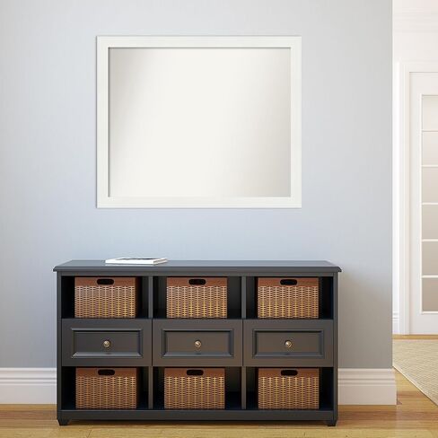 Amanti Art Custom Mirror, Vanity White Narrow Bathroom Mirror, Wall Mirror or Bathroom Vanity Mirror Over Sink (31.5 x 37.5 in.) Non-Beveled Mirror, White Mirror, Casual Mirror from WI, USA in Saudi Arabia