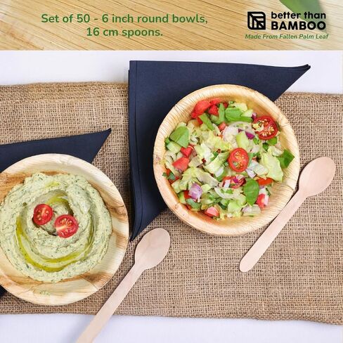50 2oz Disposable Round Palm Cups - Bowls or Wood Bowls. Heavy Duty, 100% Compostable & Biodegradable Eco Friendly Party Ramekins (2 oz) in Saudi Arabia