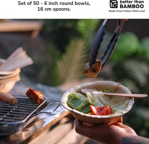50 2oz Disposable Round Palm Cups - Bowls or Wood Bowls. Heavy Duty, 100% Compostable & Biodegradable Eco Friendly Party Ramekins (2 oz) in Saudi Arabia