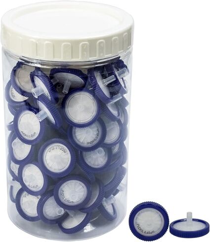 Syringe Filters PVDF Hydrophilic Filtration 0.45um 13mm Membrane Diameter Lab PVDF Membrane Disc Non-Sterile by Labfil, Pack of 100 in Kuwait