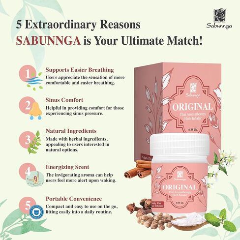 Thai Herbal Nasal Inhaler, Menthol Nose for Congestion, Ideal Aromatherapy for Working Women, Refreshing Yadom, Portable and Convenient in Saudi Arabia