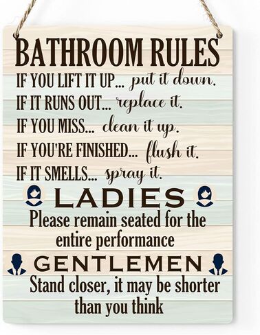 Bathroom Wall Art Wood Sign Bathroom Sign Wood Wall Decor Farmhouse Home Decor Rustic Wooden Wall Art for Living Room Bedroom Guest Bathroom Office Toilet Wall Decor Housewarming Birthday Gift in Kuwait