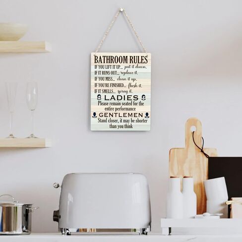 Bathroom Wall Art Wood Sign Bathroom Sign Wood Wall Decor Farmhouse Home Decor Rustic Wooden Wall Art for Living Room Bedroom Guest Bathroom Office Toilet Wall Decor Housewarming Birthday Gift in Kuwait