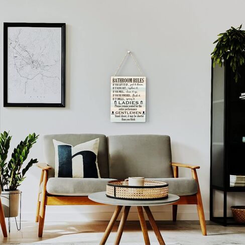 Bathroom Wall Art Wood Sign Bathroom Sign Wood Wall Decor Farmhouse Home Decor Rustic Wooden Wall Art for Living Room Bedroom Guest Bathroom Office Toilet Wall Decor Housewarming Birthday Gift in Kuwait