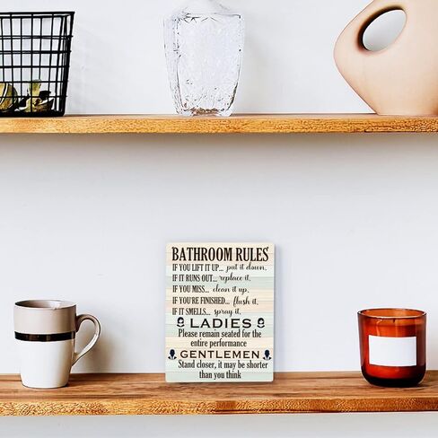 Bathroom Wall Art Wood Sign Bathroom Sign Wood Wall Decor Farmhouse Home Decor Rustic Wooden Wall Art for Living Room Bedroom Guest Bathroom Office Toilet Wall Decor Housewarming Birthday Gift in Kuwait