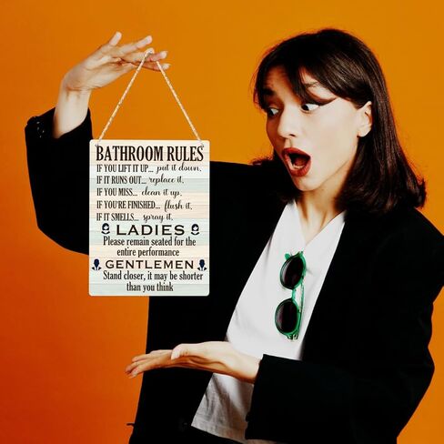 Bathroom Wall Art Wood Sign Bathroom Sign Wood Wall Decor Farmhouse Home Decor Rustic Wooden Wall Art for Living Room Bedroom Guest Bathroom Office Toilet Wall Decor Housewarming Birthday Gift in Kuwait