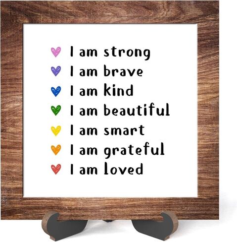 Wooden sign gift with stand, wooden sign for Classroom, Inspirational Wood Plaque Decoration for Mental healthcare Home decor-A16 in Saudi Arabia