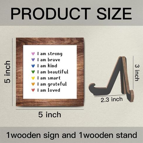 Wooden sign gift with stand, wooden sign for Classroom, Inspirational Wood Plaque Decoration for Mental healthcare Home decor-A16 in Saudi Arabia