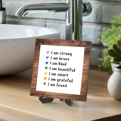 Wooden sign gift with stand, wooden sign for Classroom, Inspirational Wood Plaque Decoration for Mental healthcare Home decor-A16 in Saudi Arabia