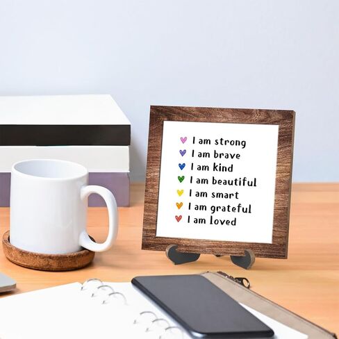 Wooden sign gift with stand, wooden sign for Classroom, Inspirational Wood Plaque Decoration for Mental healthcare Home decor-A16 in Saudi Arabia