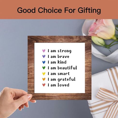 Wooden sign gift with stand, wooden sign for Classroom, Inspirational Wood Plaque Decoration for Mental healthcare Home decor-A16 in Saudi Arabia