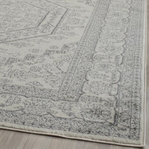 SAFAVIEH Adirondack Collection 6' Square Ivory / Silver ADR108B Oriental Medallion Non-Shedding Living Room Bedroom Dining Home Office Area Rug in Saudi Arabia