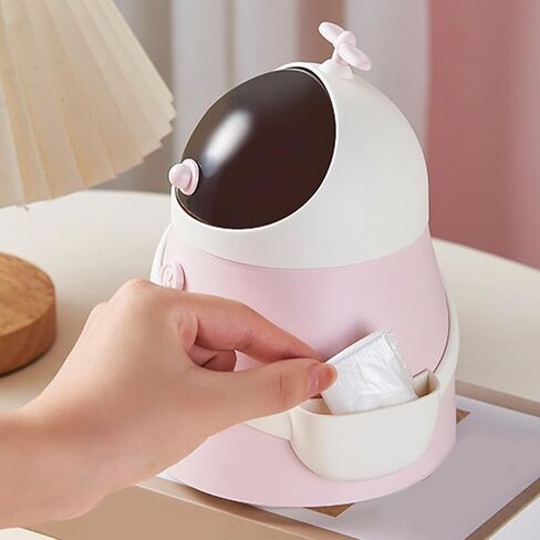 Garneck 1 Pack Desk Mini Trash Can Table Top Portable Cute Garbage Can With Flip Lid Cartoon Shape Wastebasket for Kids Countertop Tiny Storage Bin For Kitchen Office Bedroom Bathroom in Saudi Arabia
