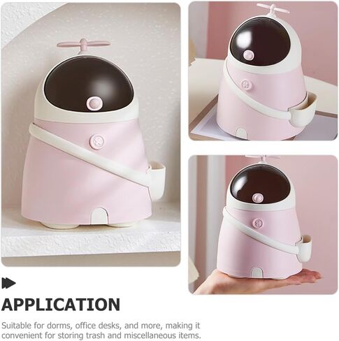 Garneck 1 Pack Desk Mini Trash Can Table Top Portable Cute Garbage Can With Flip Lid Cartoon Shape Wastebasket for Kids Countertop Tiny Storage Bin For Kitchen Office Bedroom Bathroom in Saudi Arabia