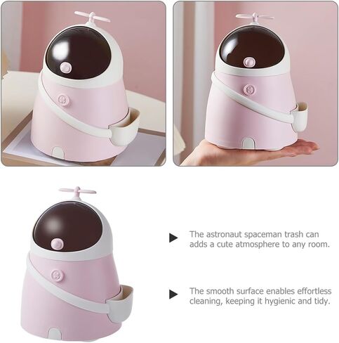 Garneck 1 Pack Desk Mini Trash Can Table Top Portable Cute Garbage Can With Flip Lid Cartoon Shape Wastebasket for Kids Countertop Tiny Storage Bin For Kitchen Office Bedroom Bathroom in Saudi Arabia
