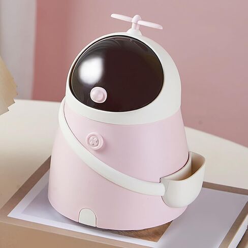 Garneck 1 Pack Desk Mini Trash Can Table Top Portable Cute Garbage Can With Flip Lid Cartoon Shape Wastebasket for Kids Countertop Tiny Storage Bin For Kitchen Office Bedroom Bathroom in Saudi Arabia