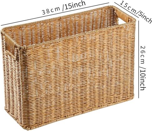 سلة مهملات من الخوص البلاستيكية، سلة مهملات منسوجة مع 60 كيس قمامة، سلة مهملات الحمام البنية، سلة مهملات كبيرة، سلة مهملات ضيقة ضيقة لمكتب الغسيل (15 * 6 * 10 بوصة) in Kuwait