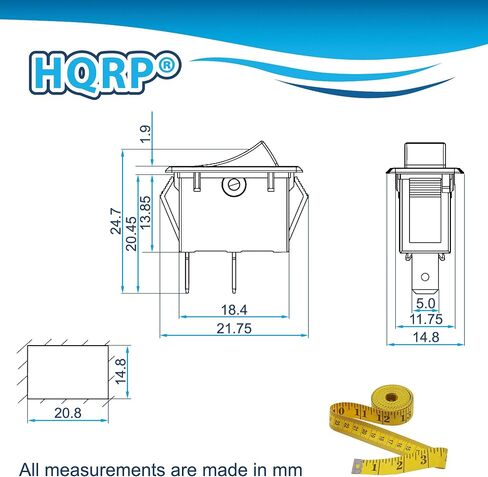 HQRP On Off Rocker Switch 10A 125V for Refrigerator, Wet Dry Vac, Popcorn Machine, Air Compressor, Grinder, UL Listed in Saudi Arabia