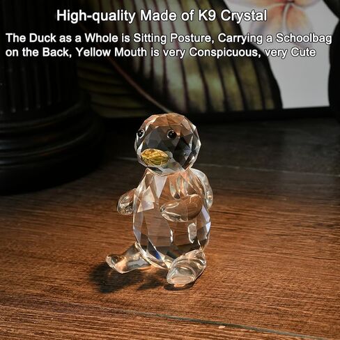 IFOLAINA تماثيل بطة كريستال تحمل حقيبة مدرسية تمثال صغير هدايا العودة إلى المدرسة تماثيل بطة زجاجية تماثيل حيوانات صغيرة مصنوعة يدويًا هدية رائعة للأطفال in Kuwait