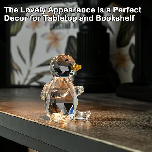 IFOLAINA تماثيل بطة كريستال تحمل حقيبة مدرسية تمثال صغير هدايا العودة إلى المدرسة تماثيل بطة زجاجية تماثيل حيوانات صغيرة مصنوعة يدويًا هدية رائعة للأطفال in Kuwait