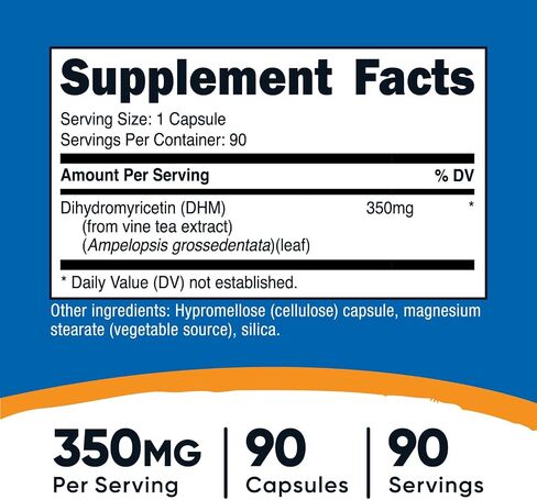 Nutricost Dihydromyricetin (DHM) Capsules (350mg, 90 Capsules) - Vegan, Non-GMO, 90 Servings in Saudi Arabia