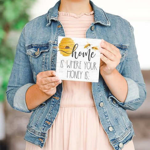 Simply Said, INC Small Talk Bee Sign - Home is Where Your Honey is - 5.25 x 5.25 inch Wood Sign - Honey Bee Decor - Gift for Bee Lovers - Made in USA - STS1295 in Saudi Arabia