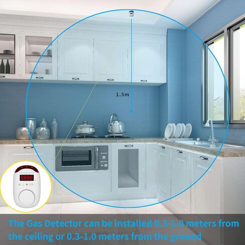 قم بتوصيل أجهزة كشف أول أكسيد الكربون، إنذار ثاني أكسيد الكربون على الحائط مع شاشة رقمية صوتية ومصابيح LED دقيقة وسهلة القراءة، إنذار مراقبة ثاني أكسيد الكربون Vzmcov وزر اختبار في الطابق السفلي للمنزل، المطبخ، المكتب، الفندق، غرفة النوم - قطعتان in Kuwait