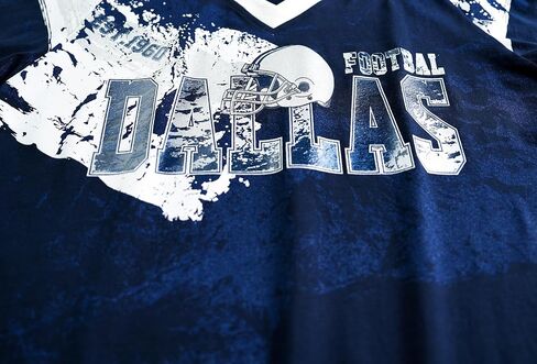 Womens City Football Fans Vintage Classical Sporty V Neck Tee Shirts - Navy & White in Saudi Arabia