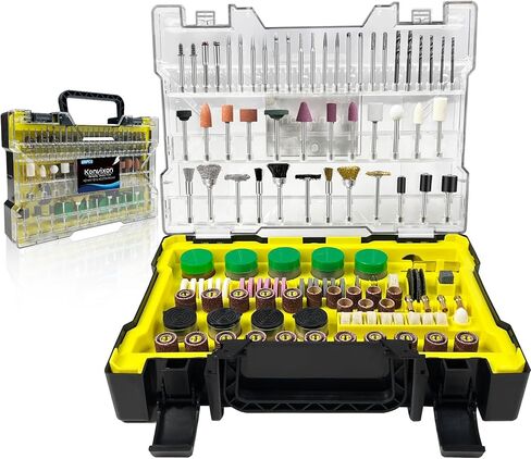 مجموعة ملحقات الأدوات الدوارة، 500 قطعة من قطع الملحقات، سيقان بقطر 1/8 بوصة (3.2 مم)، رؤوس أدوات دوارة لسهولة القطع والصنفرة والطحن والنحت والتلميع والحفر والنقش in Kuwait