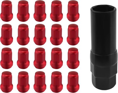 20PCS Lug Nuts Set Wheel Lug Nuts Replacement,M12x1.5 Lug Nuts with 7 Spline Lug Nut Key Secure Wheel,Wheel Lock Removal Kit Compatible with Chevrole,Ford,Toyota,Honda (Red) in Saudi Arabia
