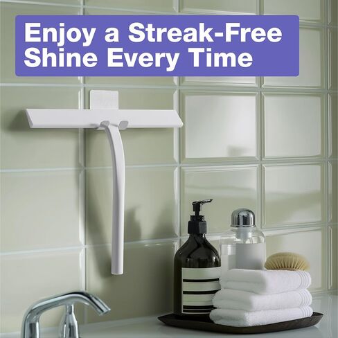Kincmax All-Purpose Shower Squeegee - Stainless Steel Silicone Bath Squeegee - Window Shower Door Squeegee for Shower Glass Doors with Hook - Bathroom Shower Kitchen - Medium White in Saudi Arabia