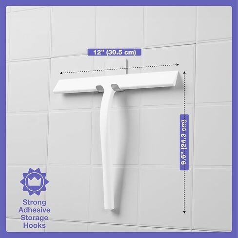 Kincmax All-Purpose Shower Squeegee - Stainless Steel Silicone Bath Squeegee - Window Shower Door Squeegee for Shower Glass Doors with Hook - Bathroom Shower Kitchen - Medium White in Saudi Arabia