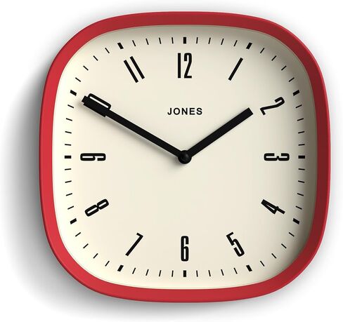 JONES CLOCKS Retro Square Wall Clock in Acrylic, The 'Marvel' in Grey, 25 x 25 x 5cm in Kuwait