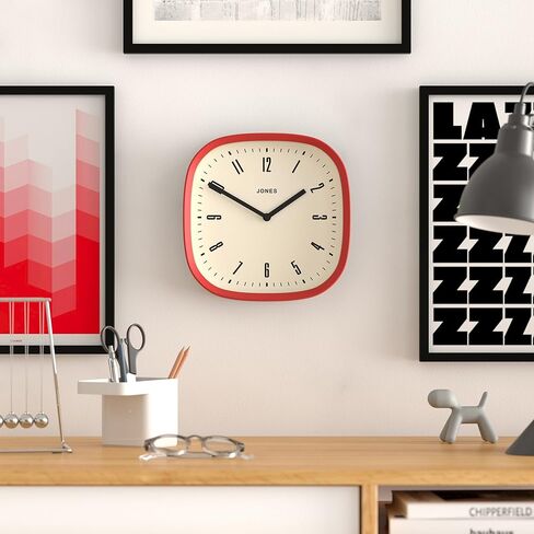 JONES CLOCKS Retro Square Wall Clock in Acrylic, The 'Marvel' in Grey, 25 x 25 x 5cm in Kuwait
