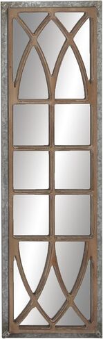 Deco 79 Wood Room Wall Mirror Window Pane Inspired Entryway Mirror, Wall Mounted Mirror 15" x 1" x 52", Brown in Saudi Arabia