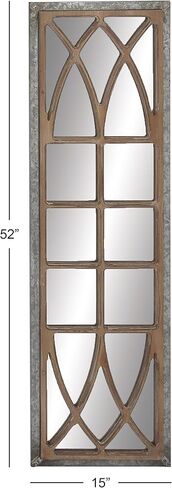 Deco 79 Wood Room Wall Mirror Window Pane Inspired Entryway Mirror, Wall Mounted Mirror 15" x 1" x 52", Brown in Saudi Arabia