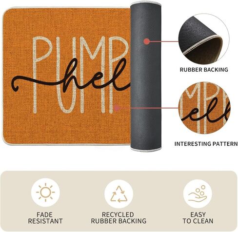 Artoid Mode Orange Buffalo Plaid Hello Pumpkin Eucalyptus Fall المطبخ الحصير مجموعة من 2، ديكور المنزل سجاد المطبخ منخفضة المستوى للأرضية - 17x29 و17x47 بوصة in Kuwait