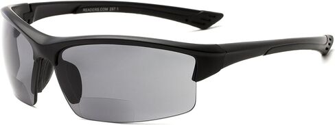 Sport & Wrap-Around Bifocal Reading Sunglasses in Matte Black with Smoke Lenses by Readers.com | The Roster | +3.00 in Saudi Arabia