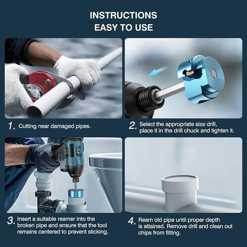 8 قطع من مخرطة الأنابيب البلاستيكية، مجموعة أدوات السباكة البلاستيكية الملائمة للمثقاب القياسية 1/2 بوصة تحتوي على 1/2 بوصة، 3/4 بوصة، 1 بوصة، 1-1/4 بوصة، 1-1/ 2"، 2"، 3"، 4" in Kuwait