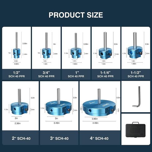 8 قطع من مخرطة الأنابيب البلاستيكية، مجموعة أدوات السباكة البلاستيكية الملائمة للمثقاب القياسية 1/2 بوصة تحتوي على 1/2 بوصة، 3/4 بوصة، 1 بوصة، 1-1/4 بوصة، 1-1/ 2"، 2"، 3"، 4" in Kuwait